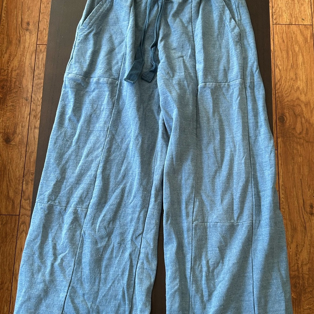 Casual Blue Wide-Leg Sweatpants